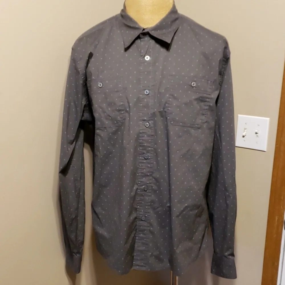 Wrangler ranch shirt grey long sleeve dotted white
